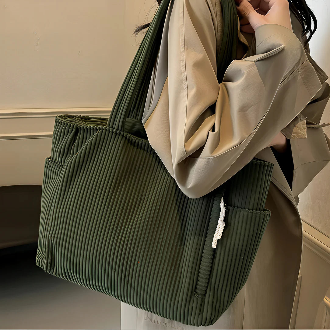Sac fourre en velours côtelé olive vert pour un style rétro élégant