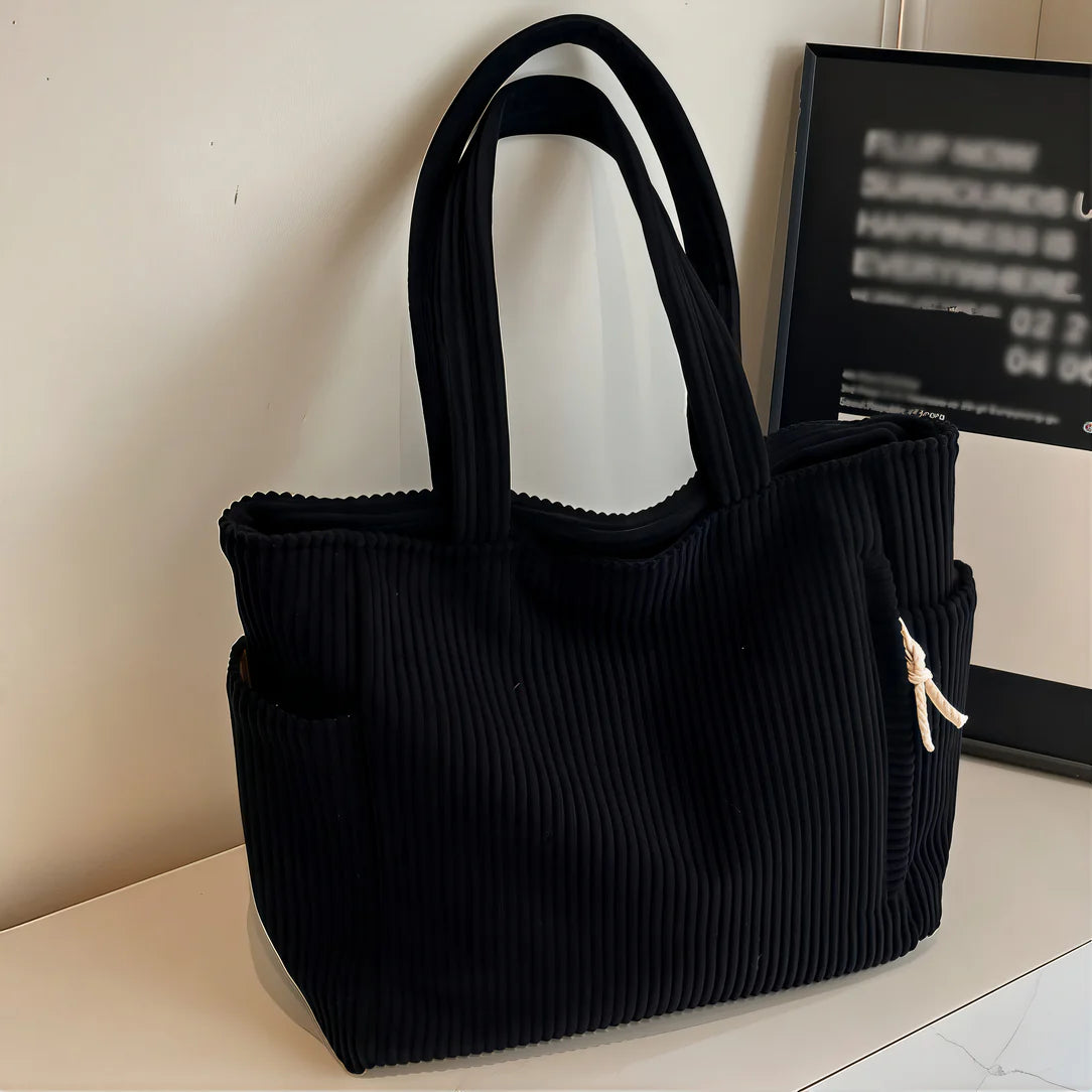 Sac fourre tout velours côtelé Dunevel, style rétro élégant et pratique