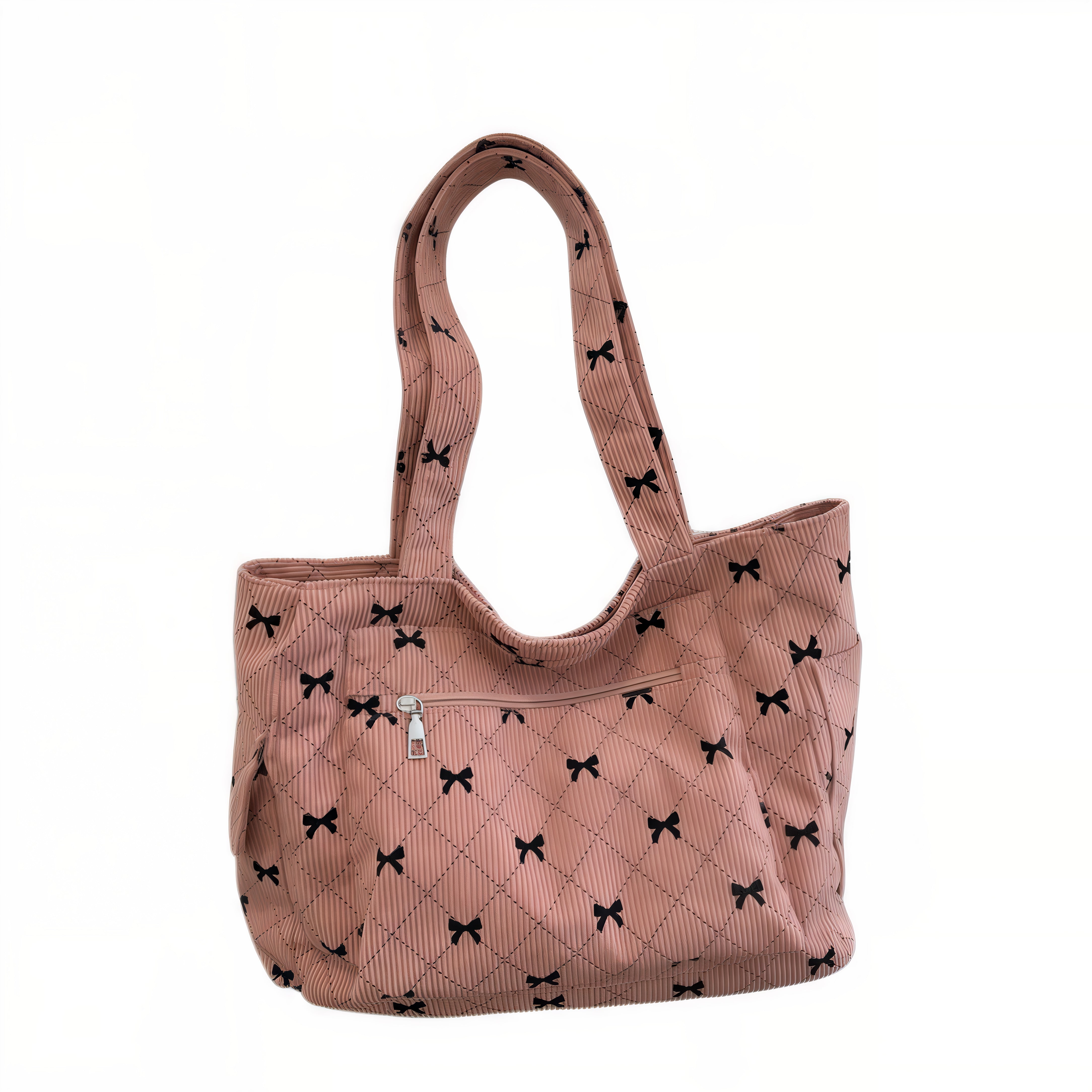 Sac motif nœud papillon en velours côtelé rose avec motif à nœuds papillon Beline