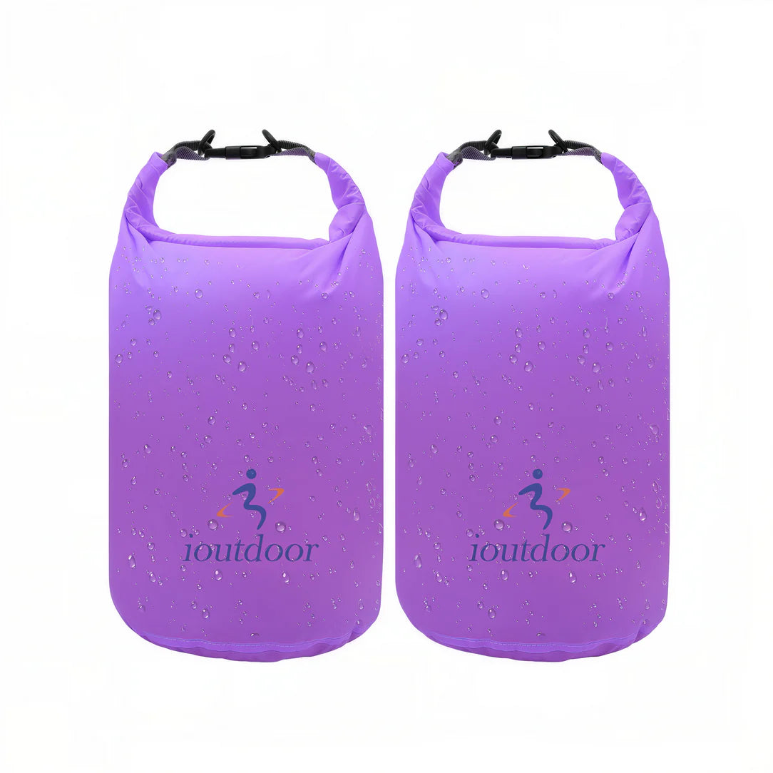 Sac waterproof 10 à 70L outdoor pack avec deux sacs violets résistants à l’eau
