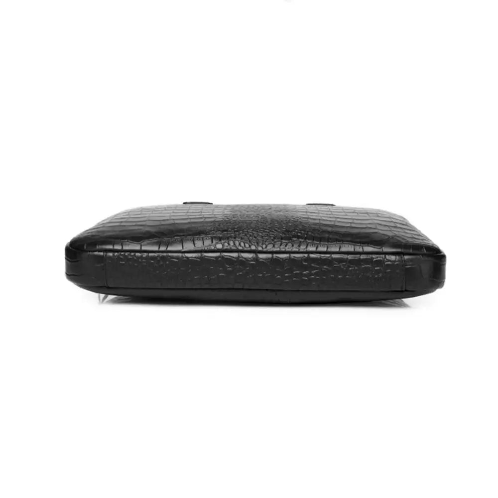Sacoche ordinateur noire en motif crocodile pour ordinateur portable Drayno