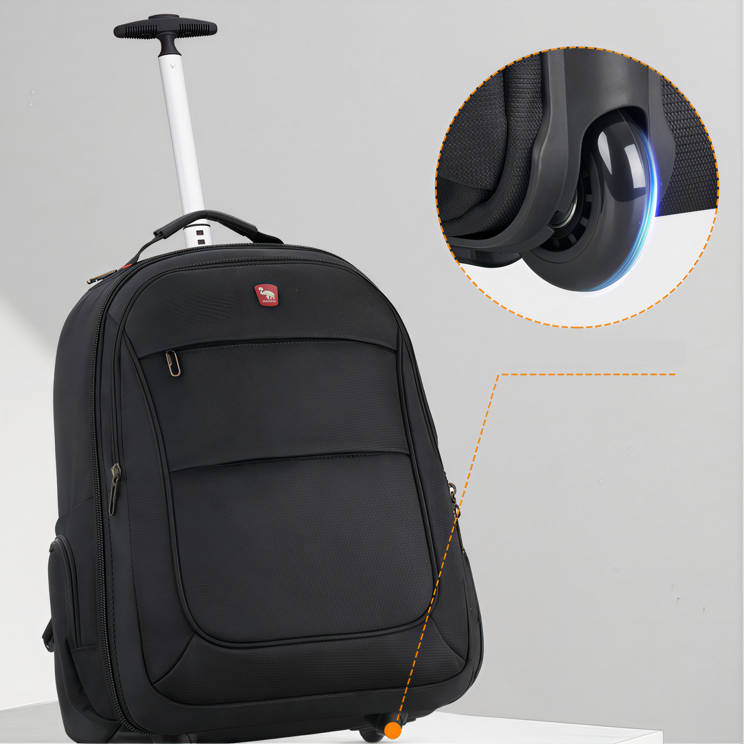 Sac à dos roulant noir Valise sac à dos roulettes Traxion pour voyager