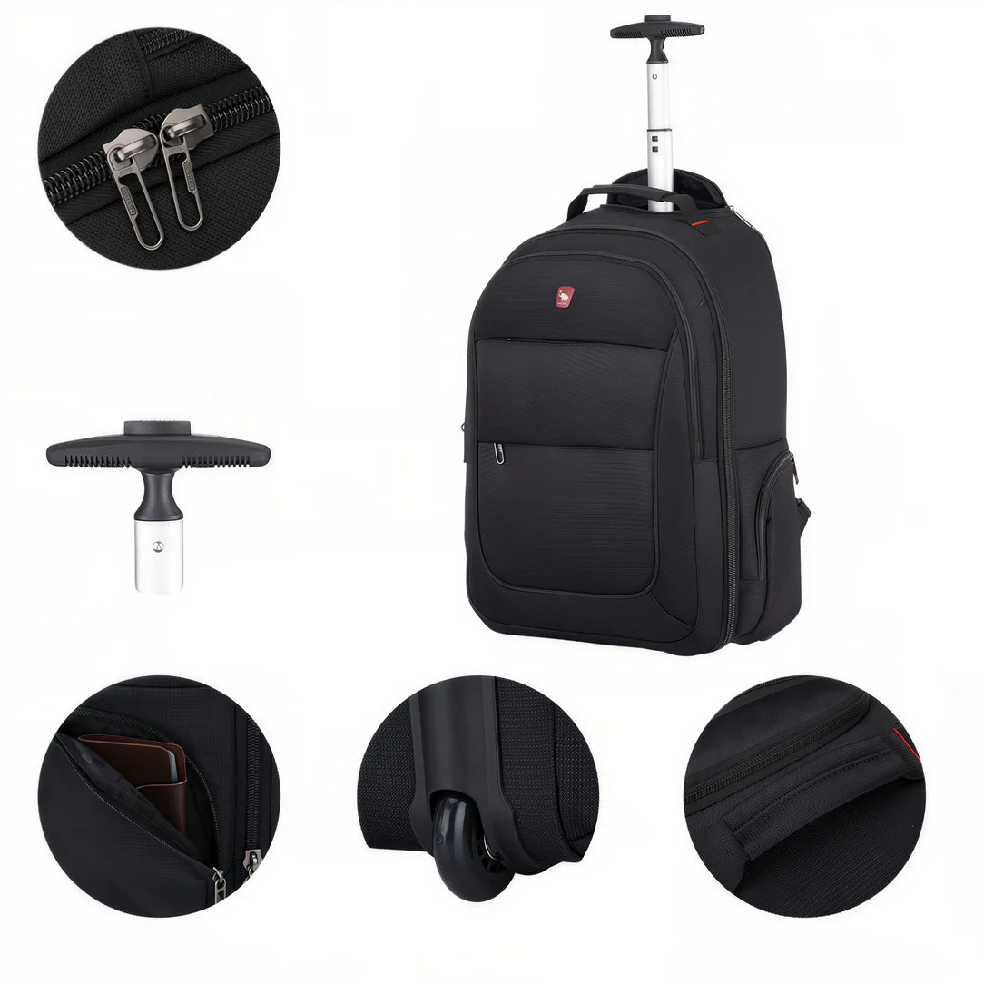 Sac à dos roulettes noir avec poignée extensible pour Valise sac à dos Roulettes Traxion