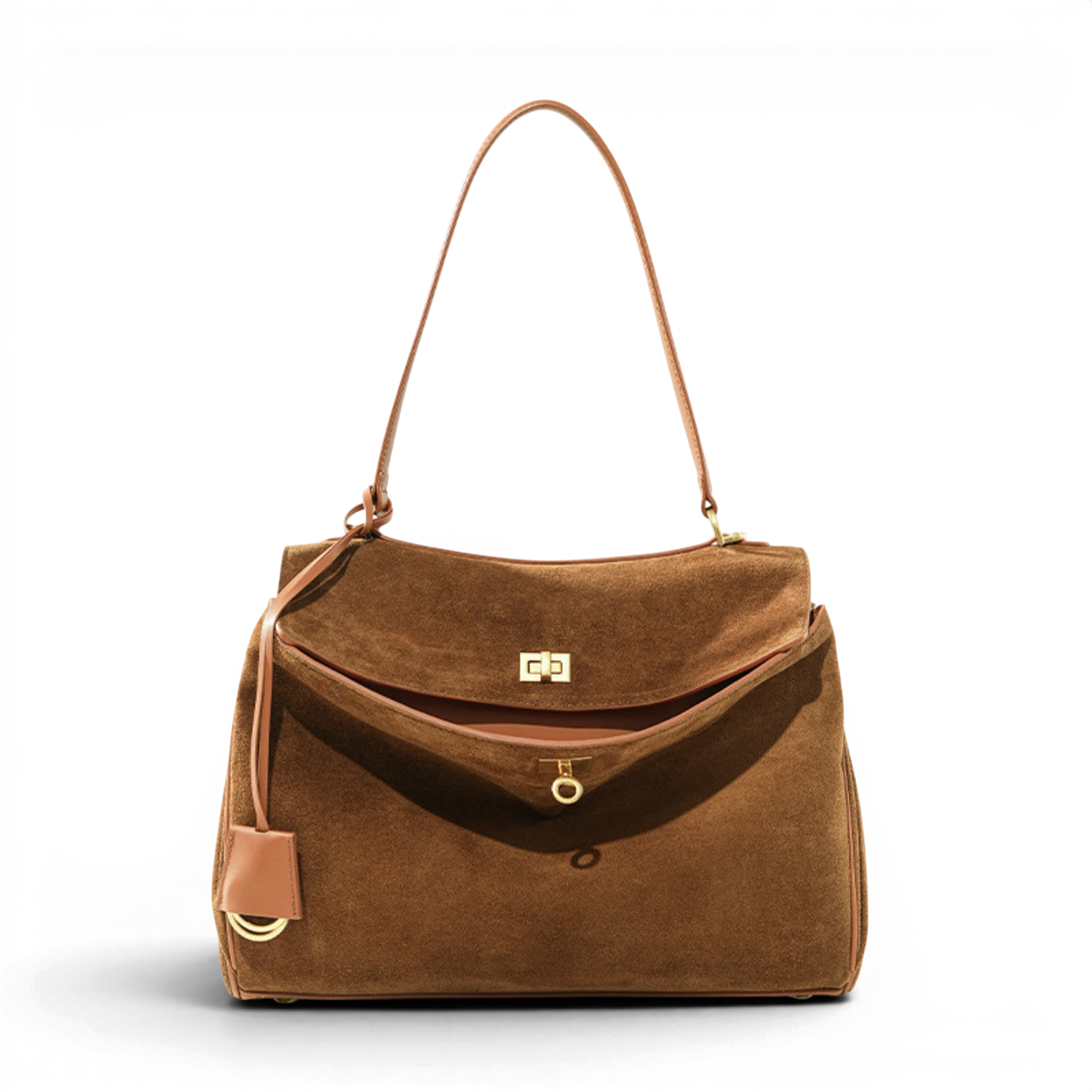 Sac à main de cours en daim souple à bandoulière – Capucine