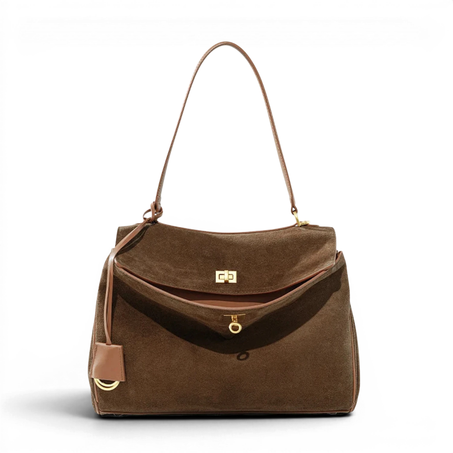 Sac à main de cours en daim souple à bandoulière – Capucine