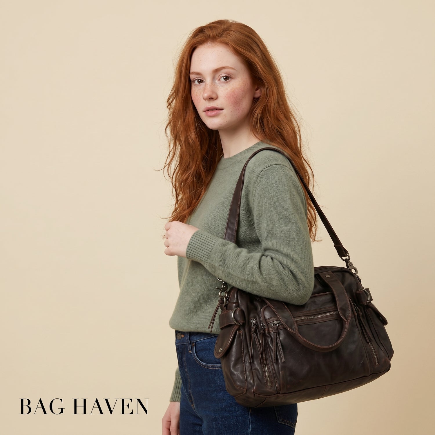 Grand sac de cours à bandoulière multipoches - Léna