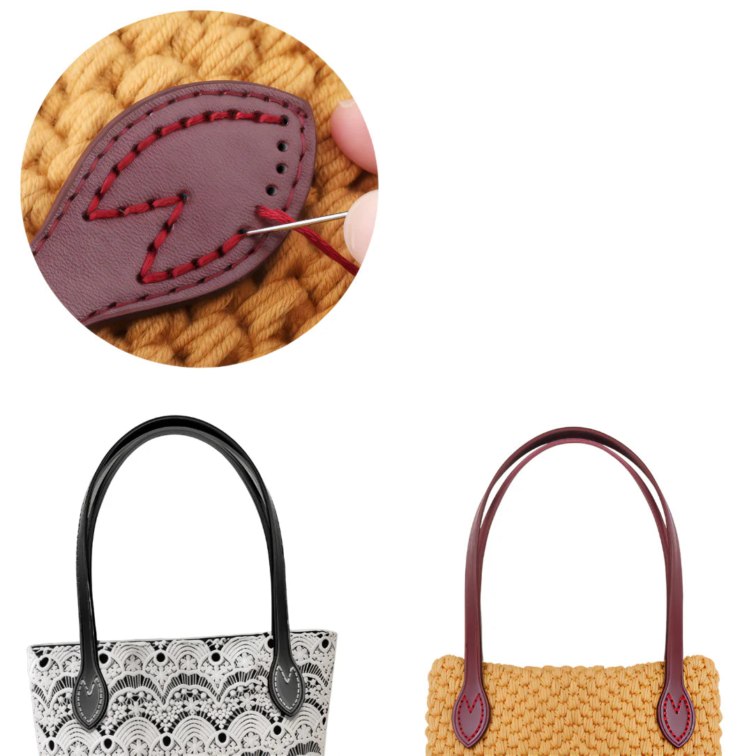 Sac à main en tissu avec anses à coudre et forme arrondie, artisanal et élégant