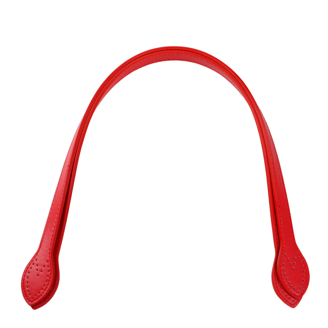 Anse de sac à coudre en cuir rouge pour sac à main à forme arrondie