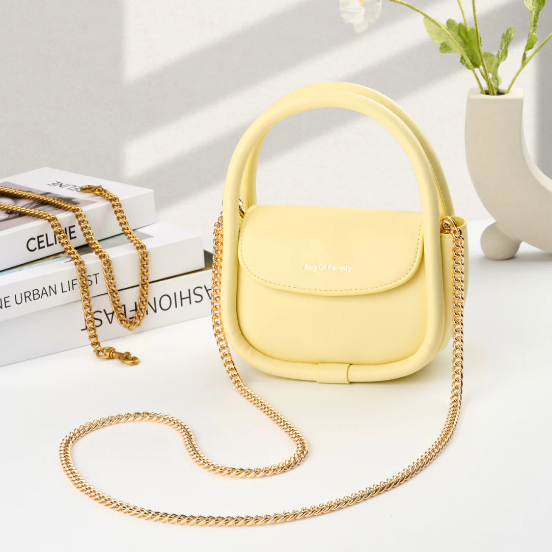 Sac à main jaune avec chaîne métallique pour anses de sac bandoulière à chaîne