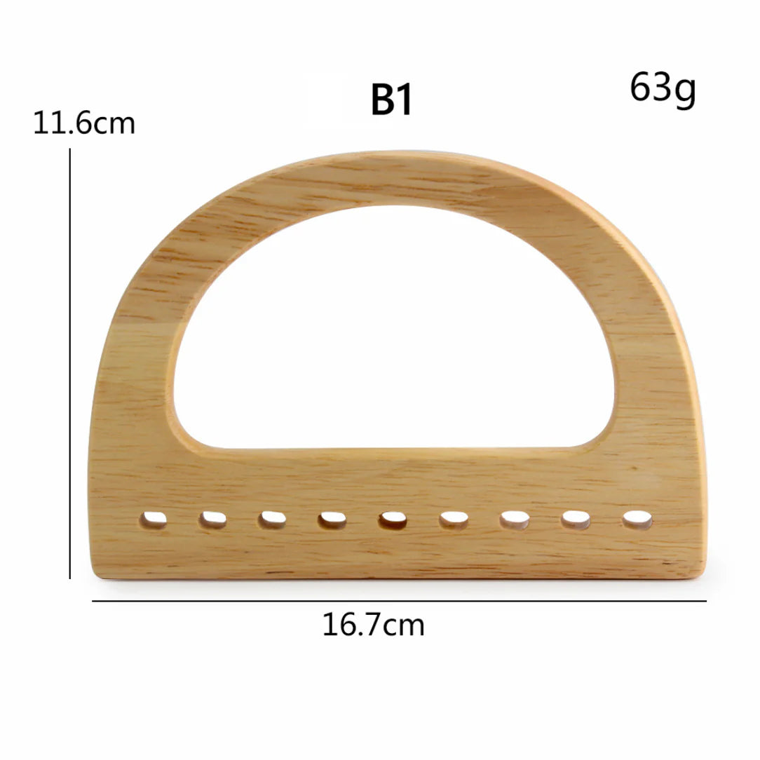 Poignée de sac en bois avec dimensions, idéale pour sacs à main élégants
