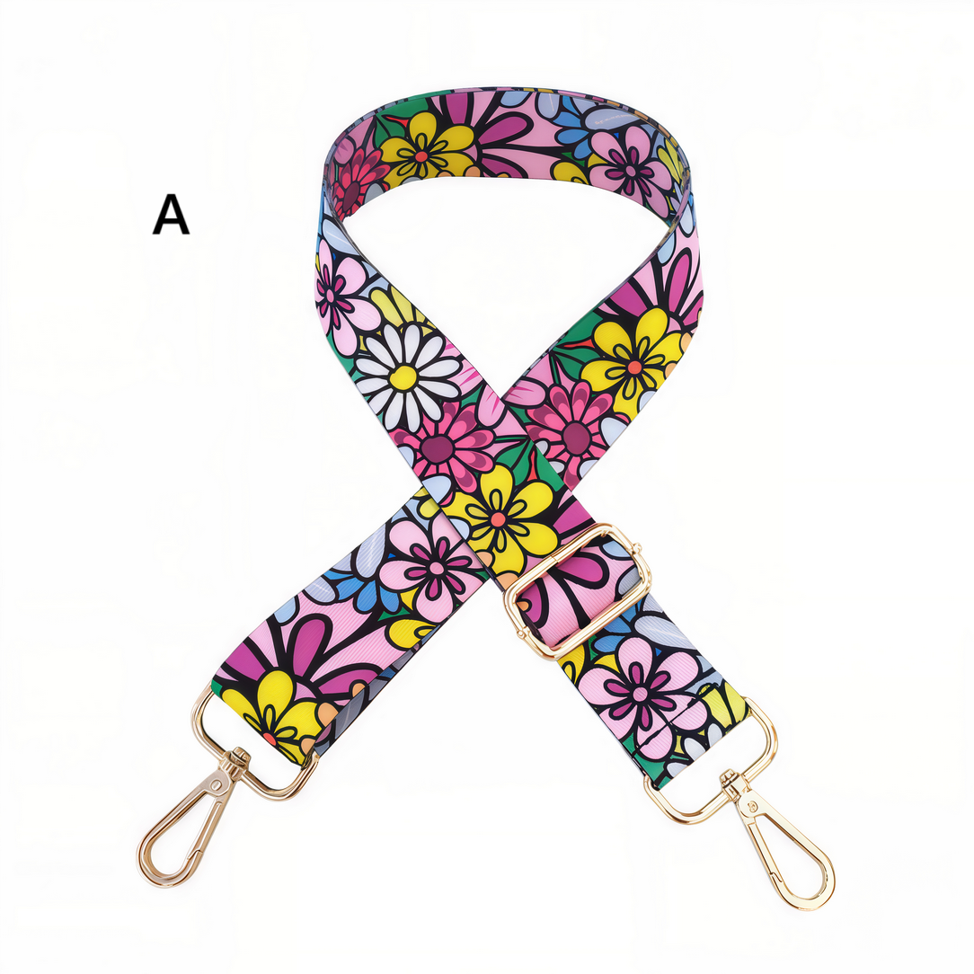 Sangle de sac en tissu avec motifs floraux et pivotants dorés pour Anses de sac en tissu