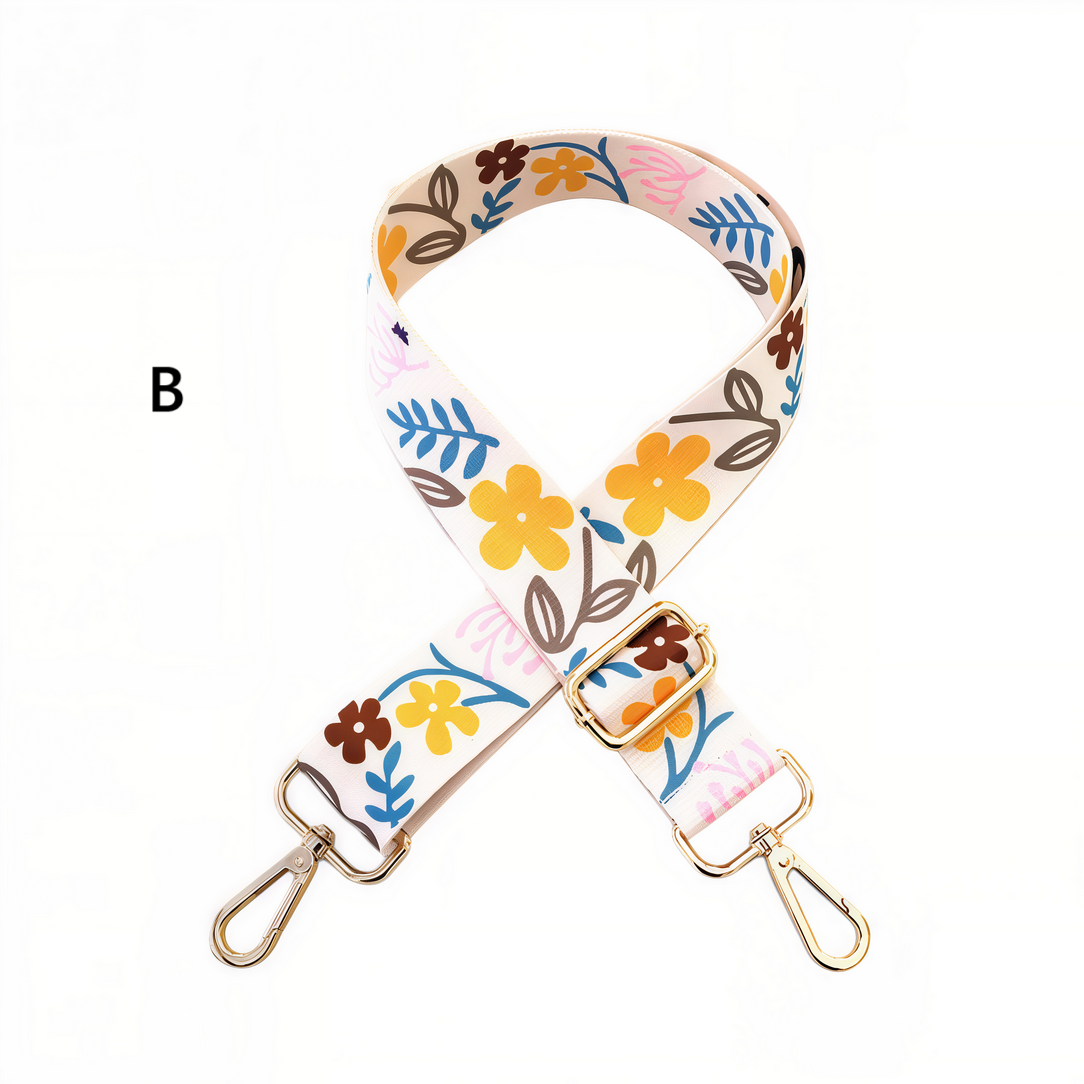 Sangle de sac à motifs floraux avec pivotants dorés pour Anses de sac en tissu