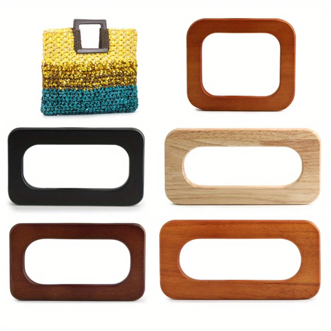 Poignée en bois assortie pour sacs à main rectangulaires, élégant et naturel