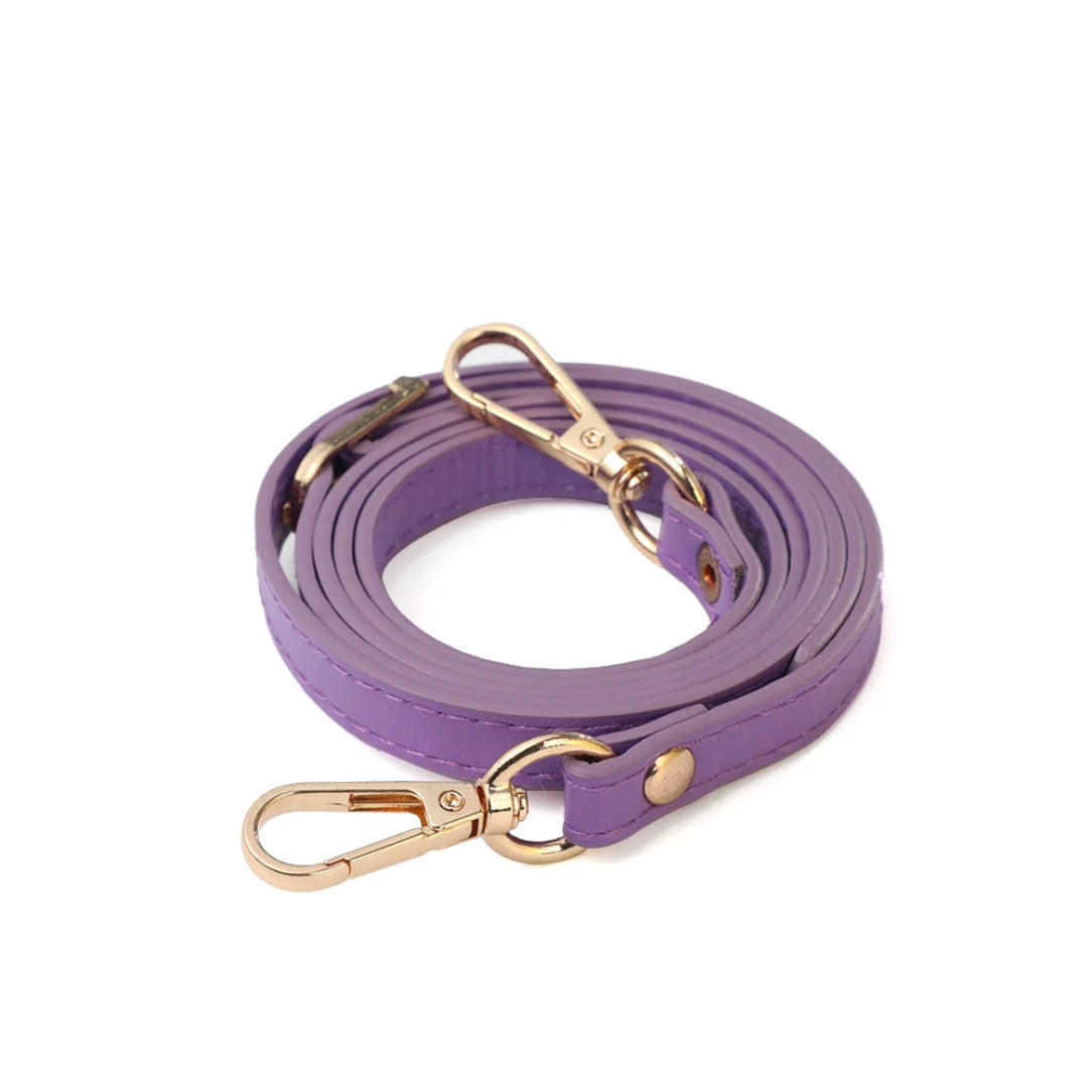 Anses fines violet pour sac à main avec clips en or, style élégant et sophistiqué