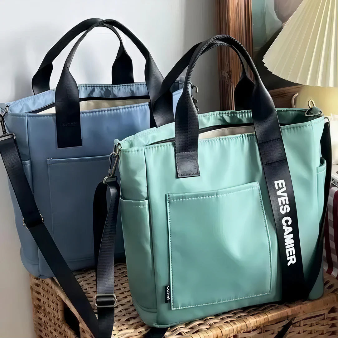 Deux sacs en nylon avec bandoulières noires, Cabas sac fourre-tout femme Le Camier