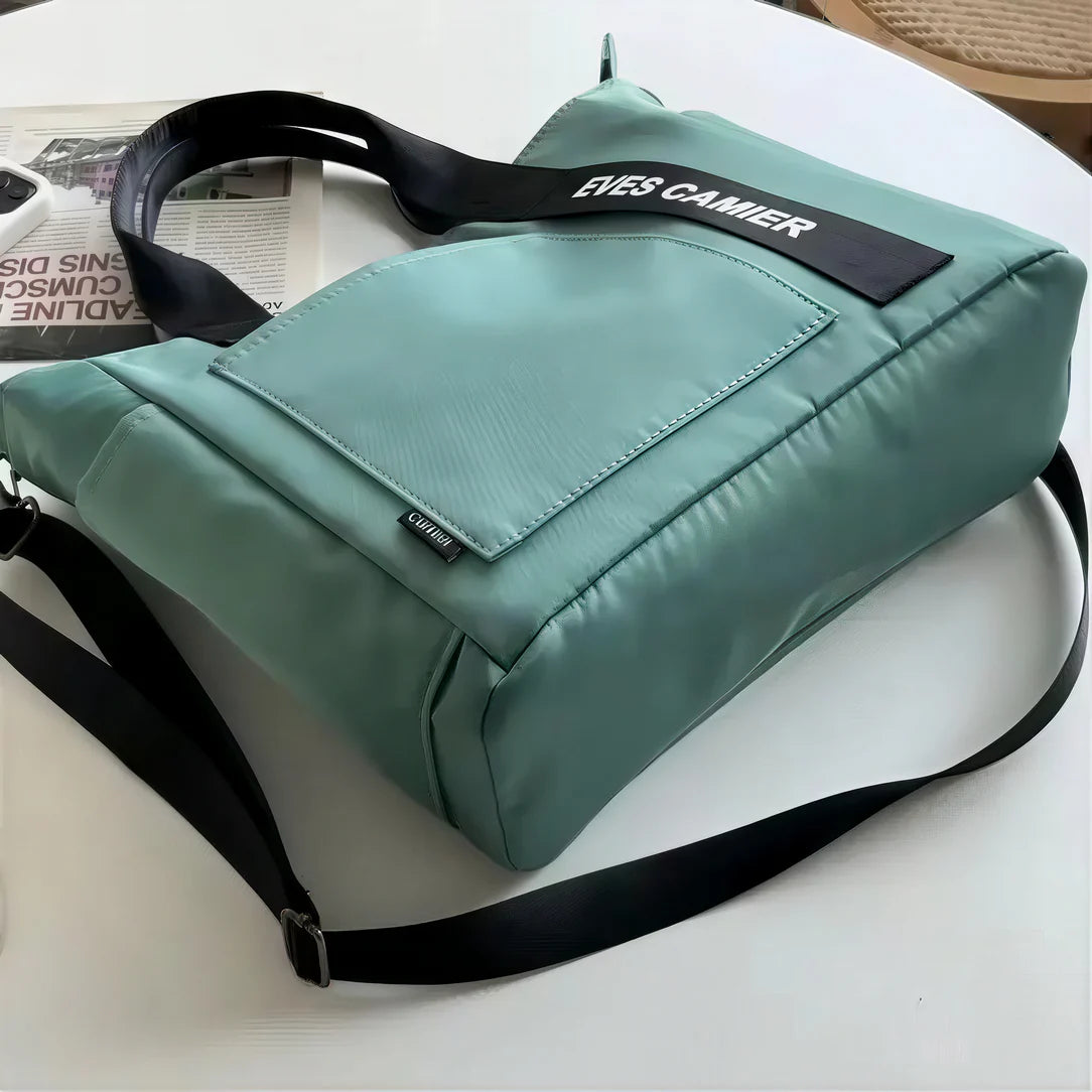 Sac fourre-tout femme vert menthe avec bandoulières noires - Le Camier