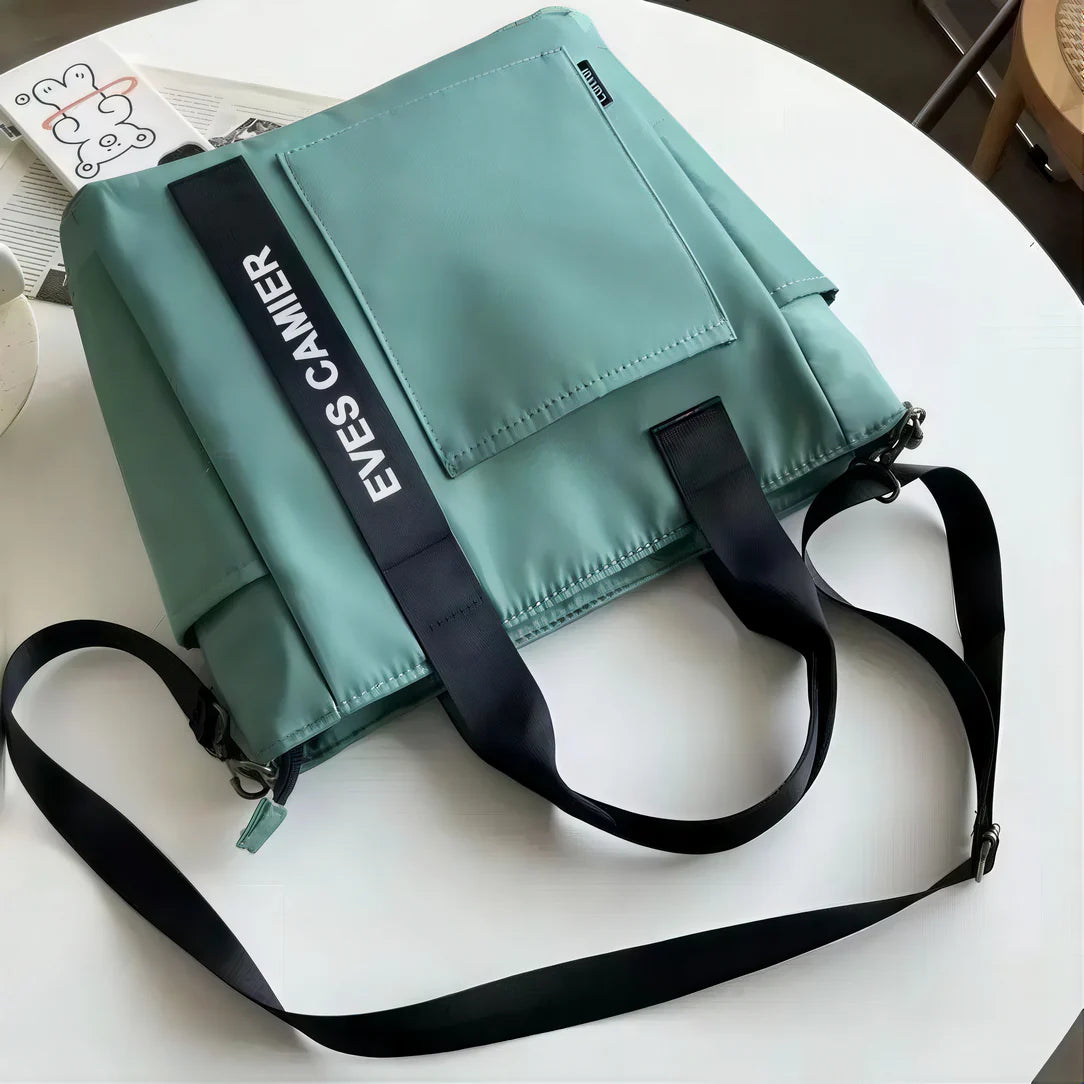 Sac fourre-tout femme vert menthe avec bandoulières noires - Le Camier