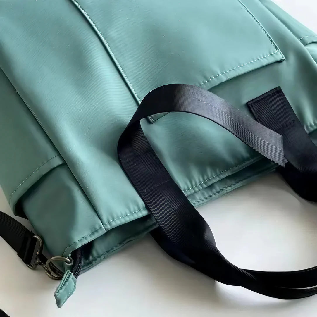 Sac fourre-tout femme en menthe avec bandoulières noires - Le Camier