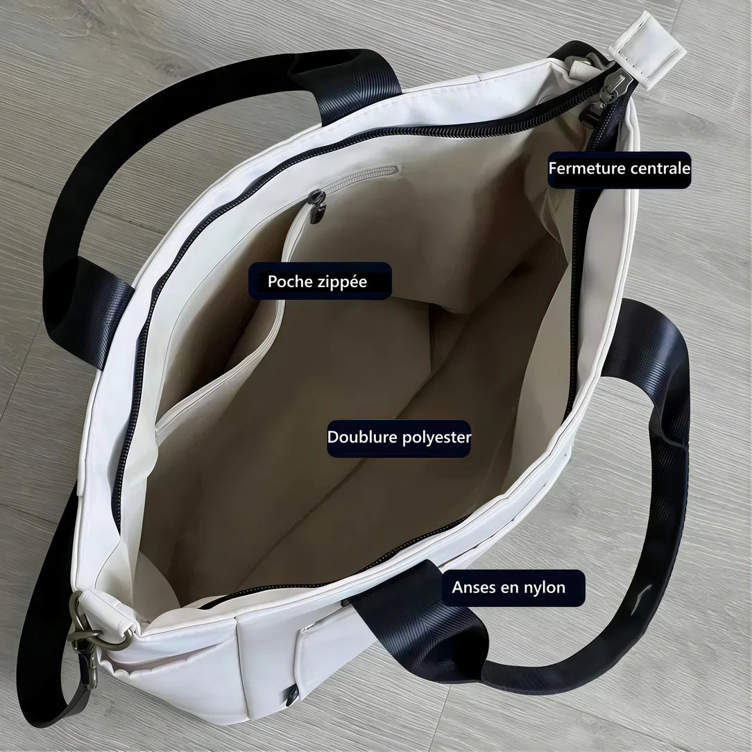 Sac fourre-tout blanc ouvert, Cabas sac femme Le Camier pour shopping et daily use