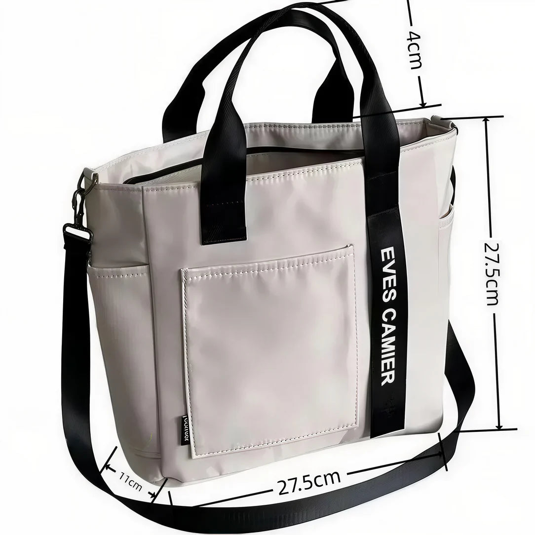 Sac fourre tout femme gris avec bandoulière noire, Cabas sac Le Camier