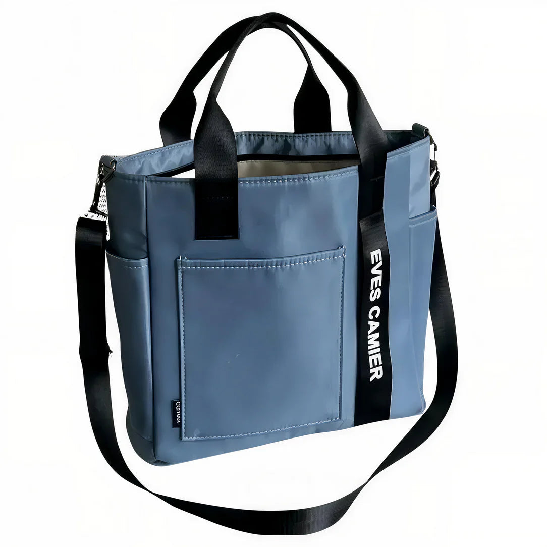 Sac cabas femme bleu avec poignées noires - Le Camier
