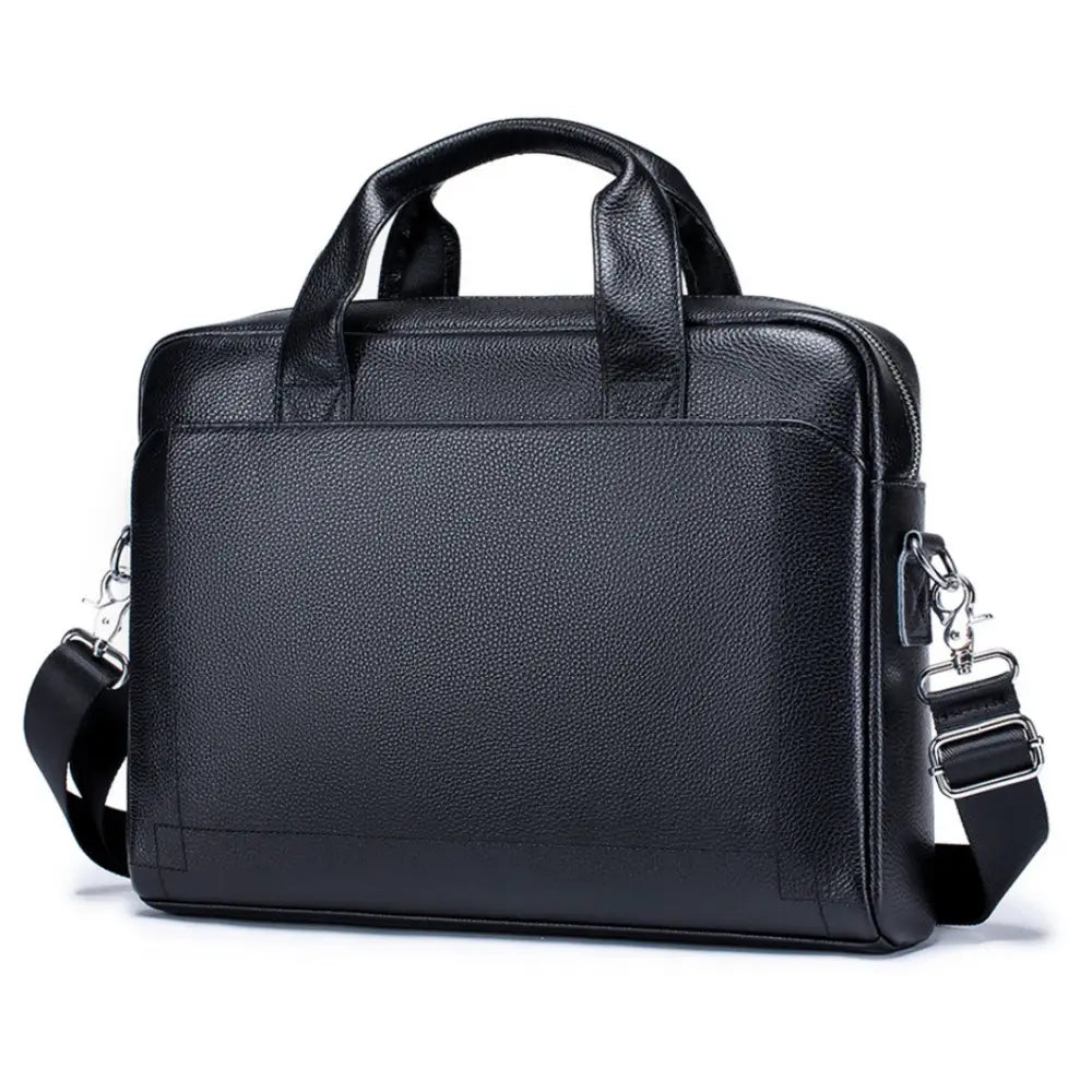 Sac à bandoulière en cuir premium Ovyn, élégant porte-documents en cuir noir
