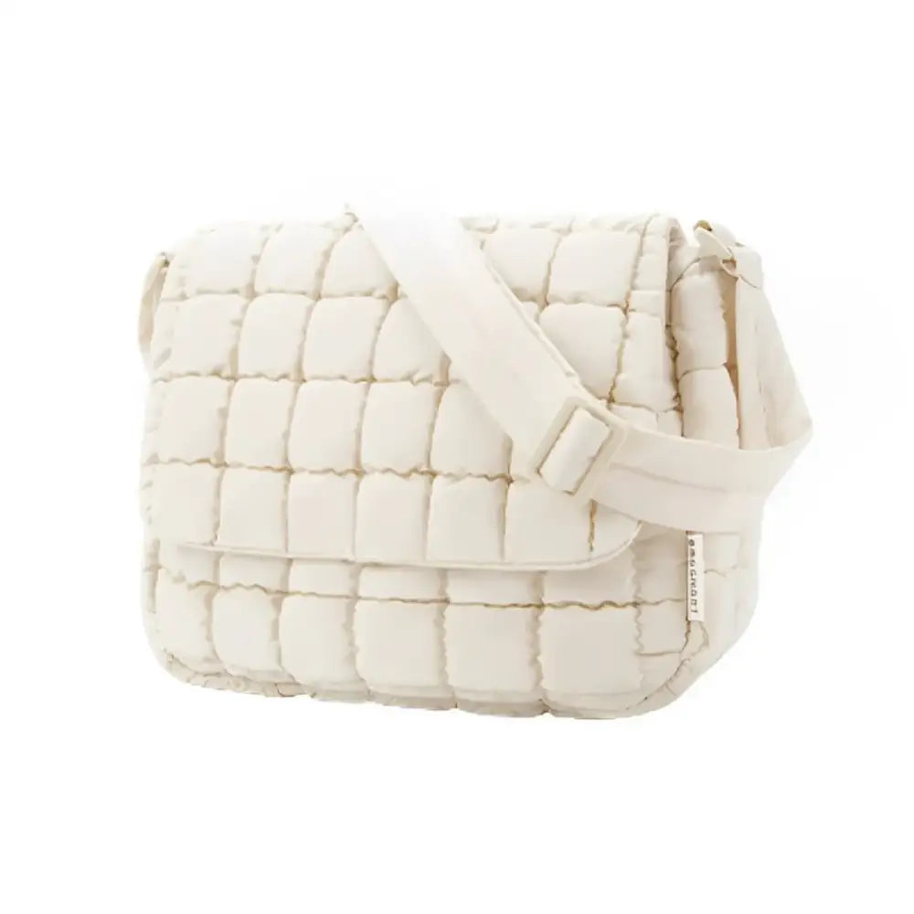Sac à bandoulière femme en tissu matelassé blanc cassé pour le Grand sac Volina