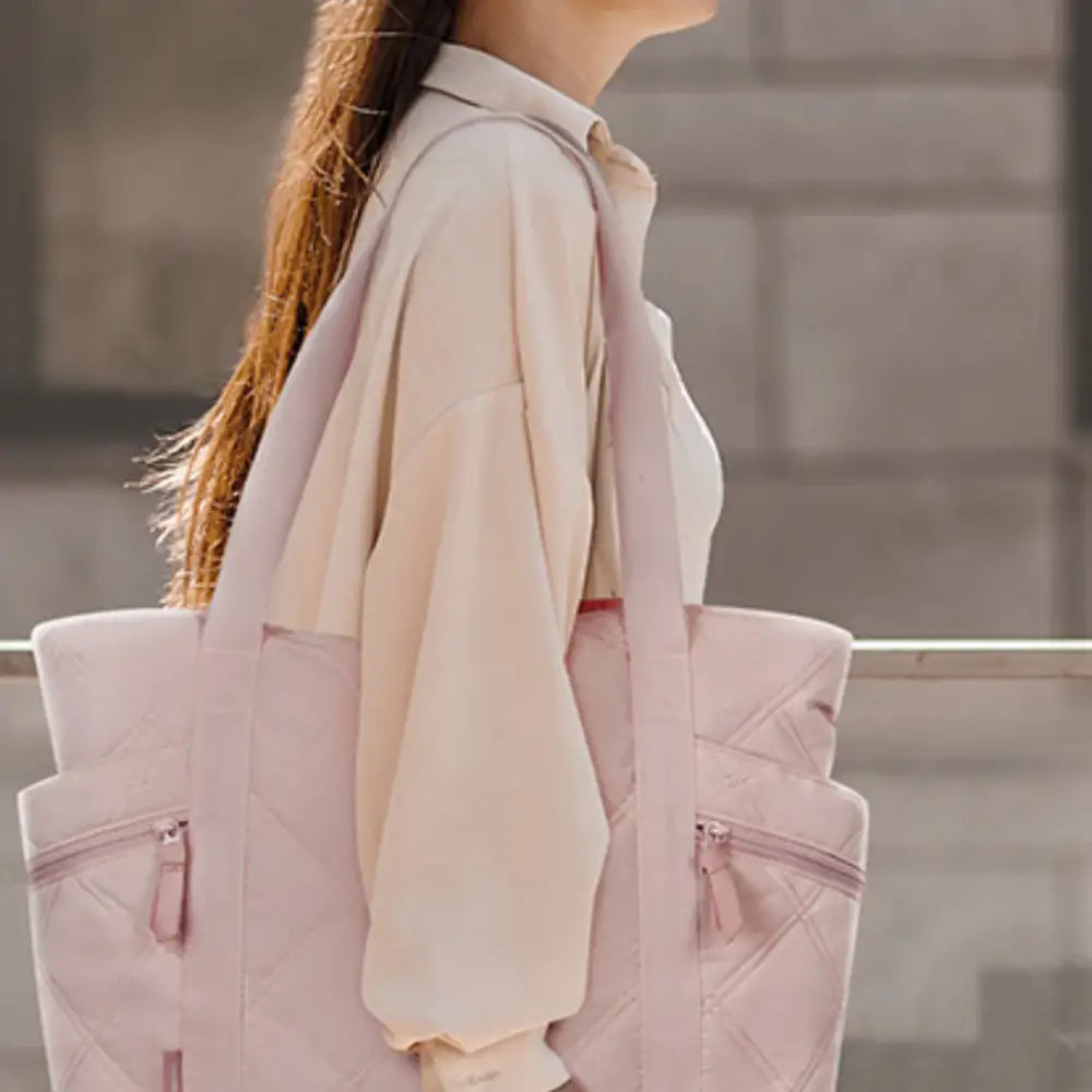 Sac à main léger rose clair, quilté, pour un style chic et pratique, grand sac à main cours Lecta