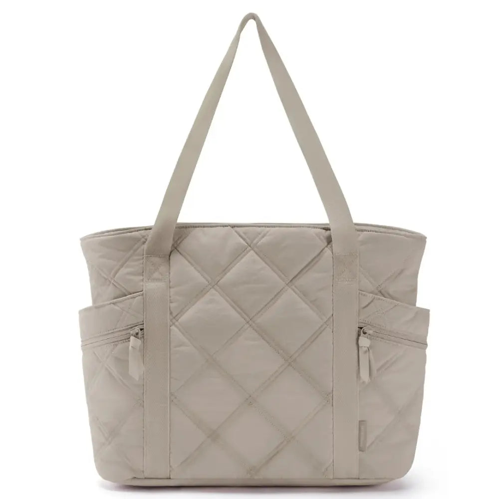 Grand sac à main cours Lecta avec quilting beige, sac à main élégant et pratique