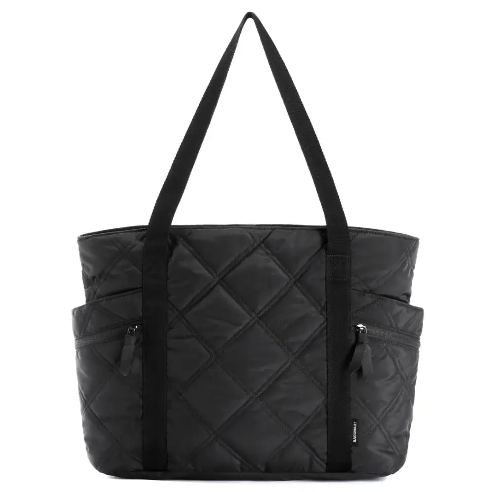 Grand sac à main cours Lecta en cuir noir avec motif matelassé, sac à main tendance