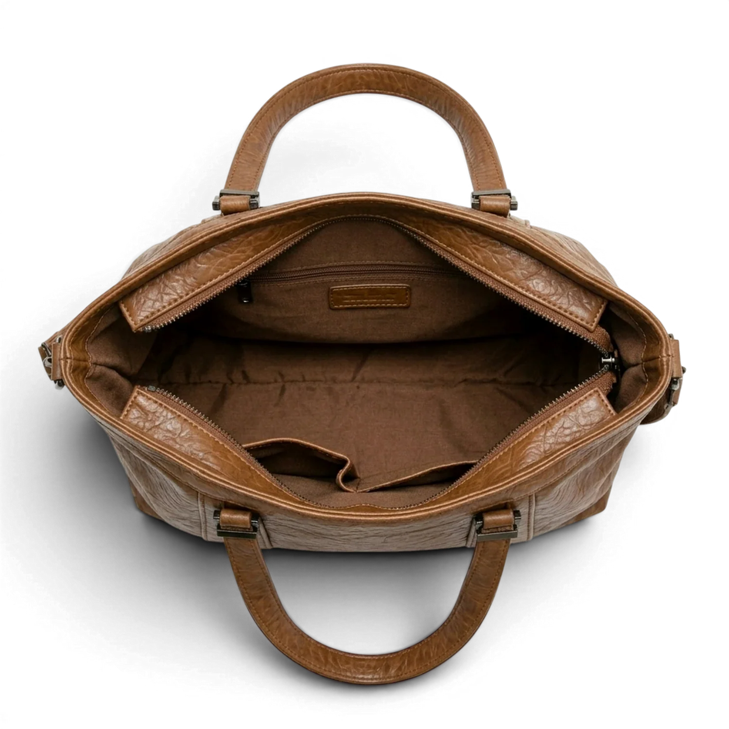 Grand sac à main de cours xxl souple en cuir embossé crocodile tan avec anses doubles et intérieur spacieux