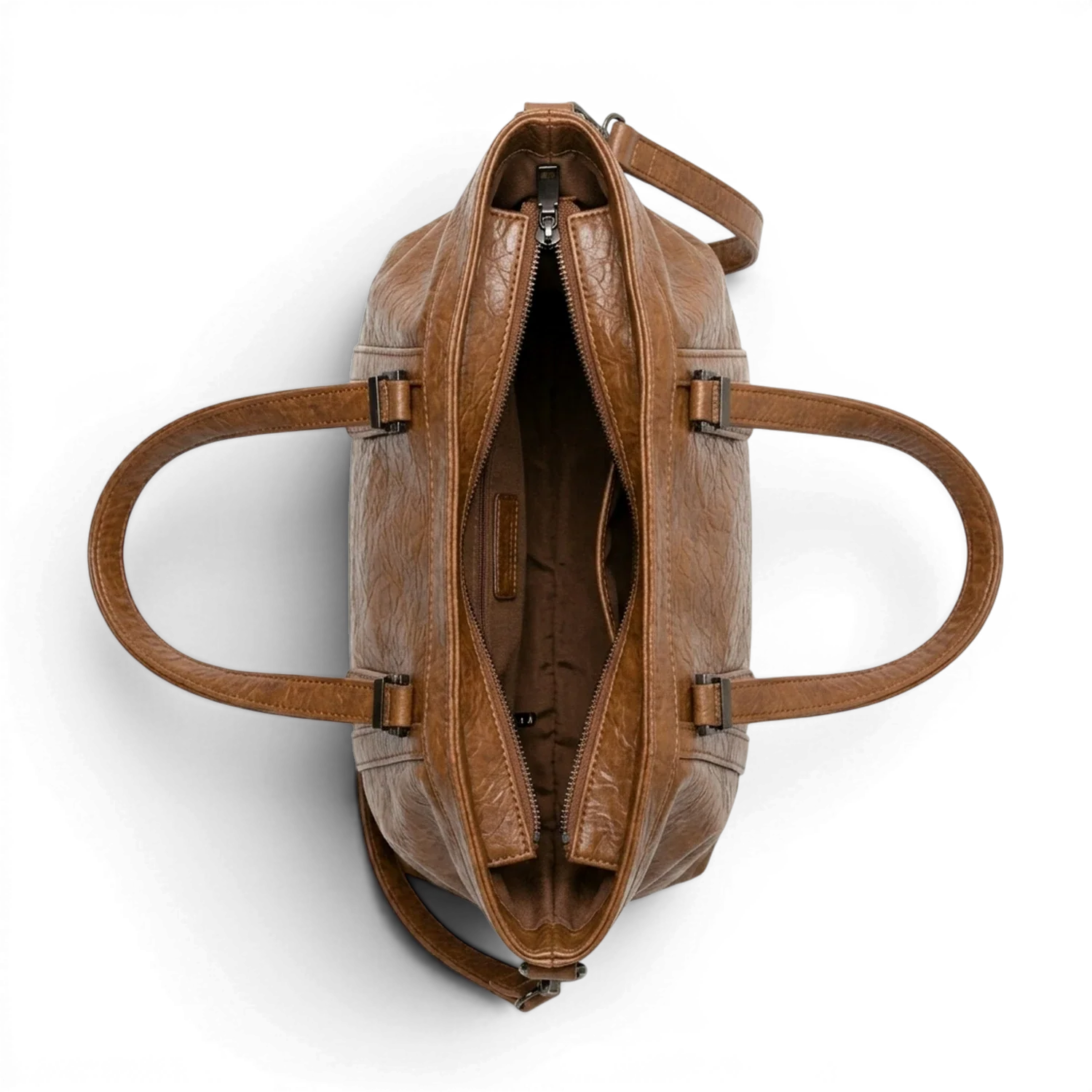 Grand sac à main de cours xxl souple anouk en cuir beige avec surface texturée et doubles poignées supérieures