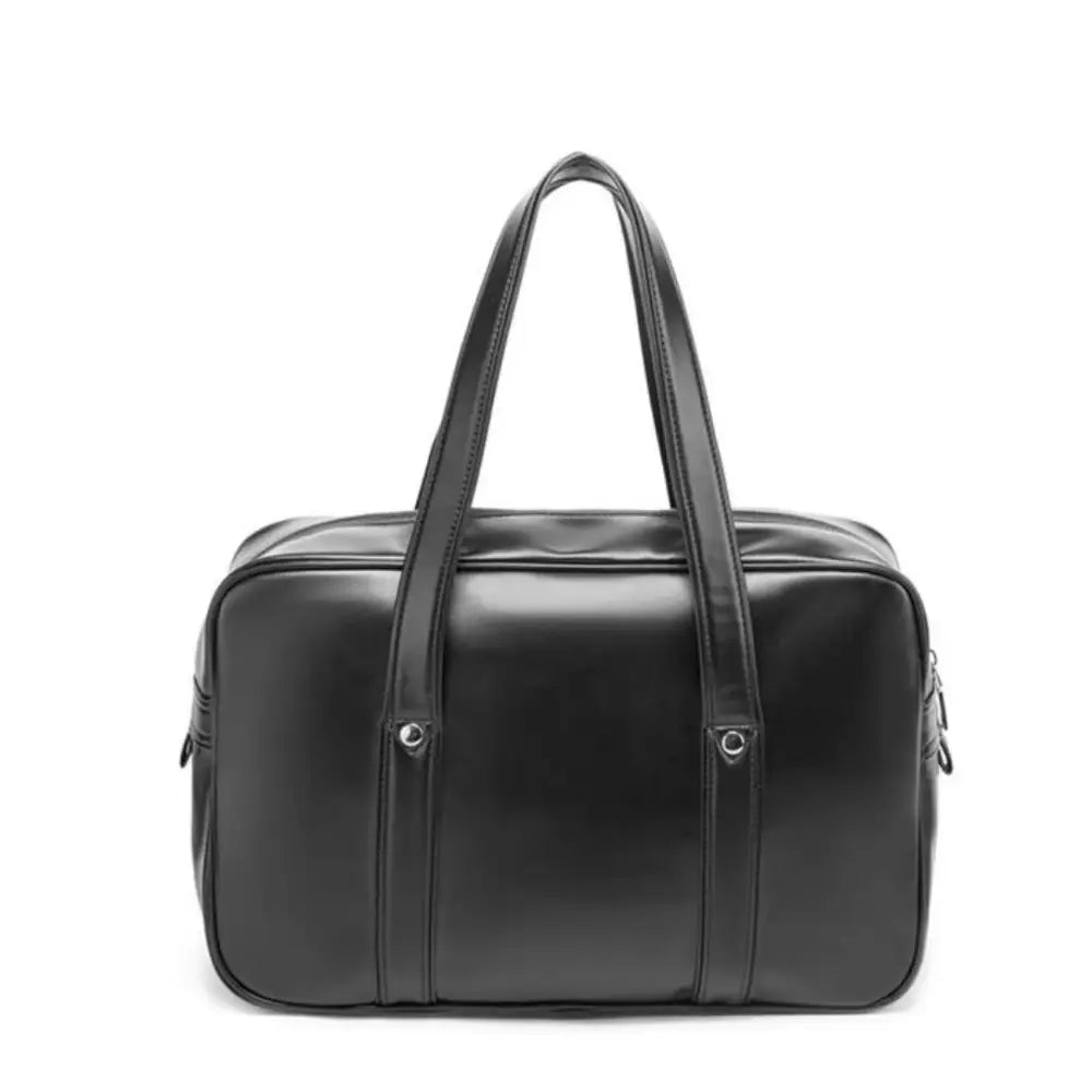 Sac à main en cuir noir pour lycée, Grand sac à main Campus élégant et pratique