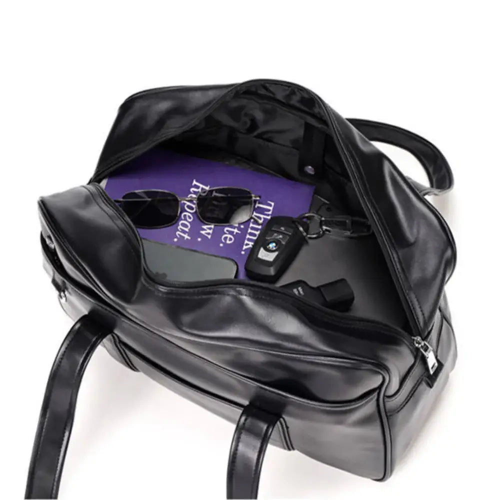 Sac à main noir en cuir ouvert pour le Grand Sac à Main Lycée Campus