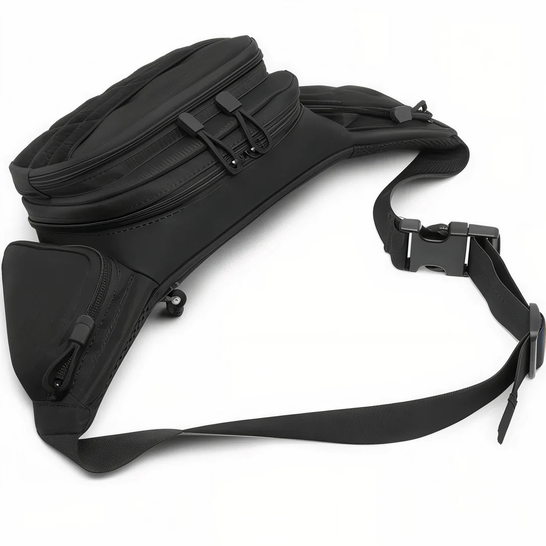 Sac banane tactical en nylon noir, parfait pour votre équipement outdoor et urbain