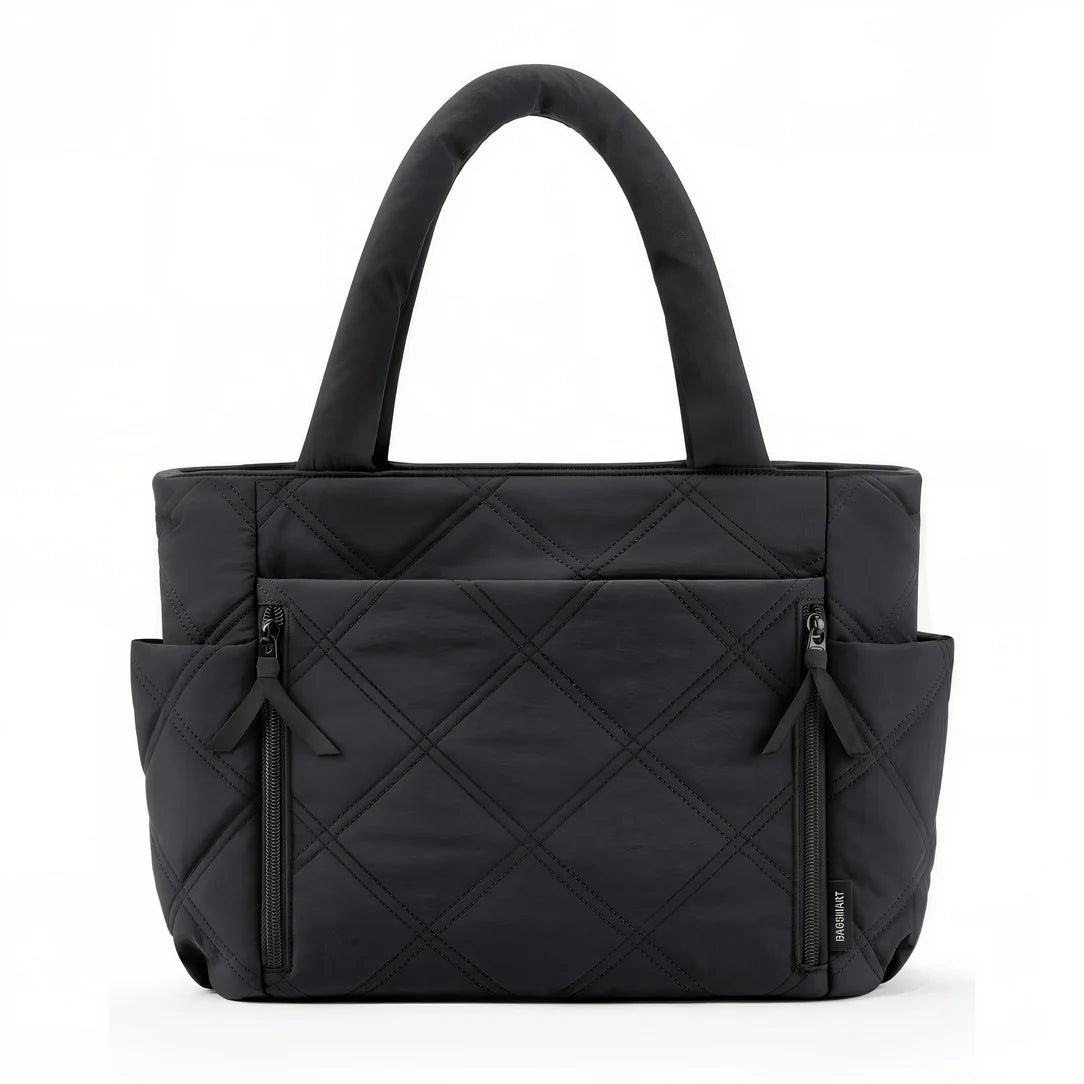 Sac cabas en tissu noir avec quilting pour Grand Sac en Tissu Miléa