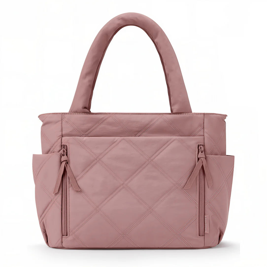 Sac en tissu rose matelassé Grand sac en tissu Miléa pour un look chic et pratique