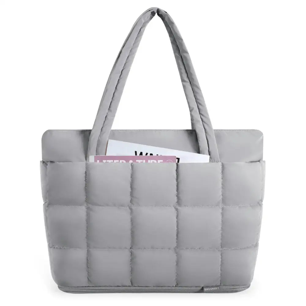 Grand sac fourre-tout Moka avec sac quilté gris pour un style chic et pratique