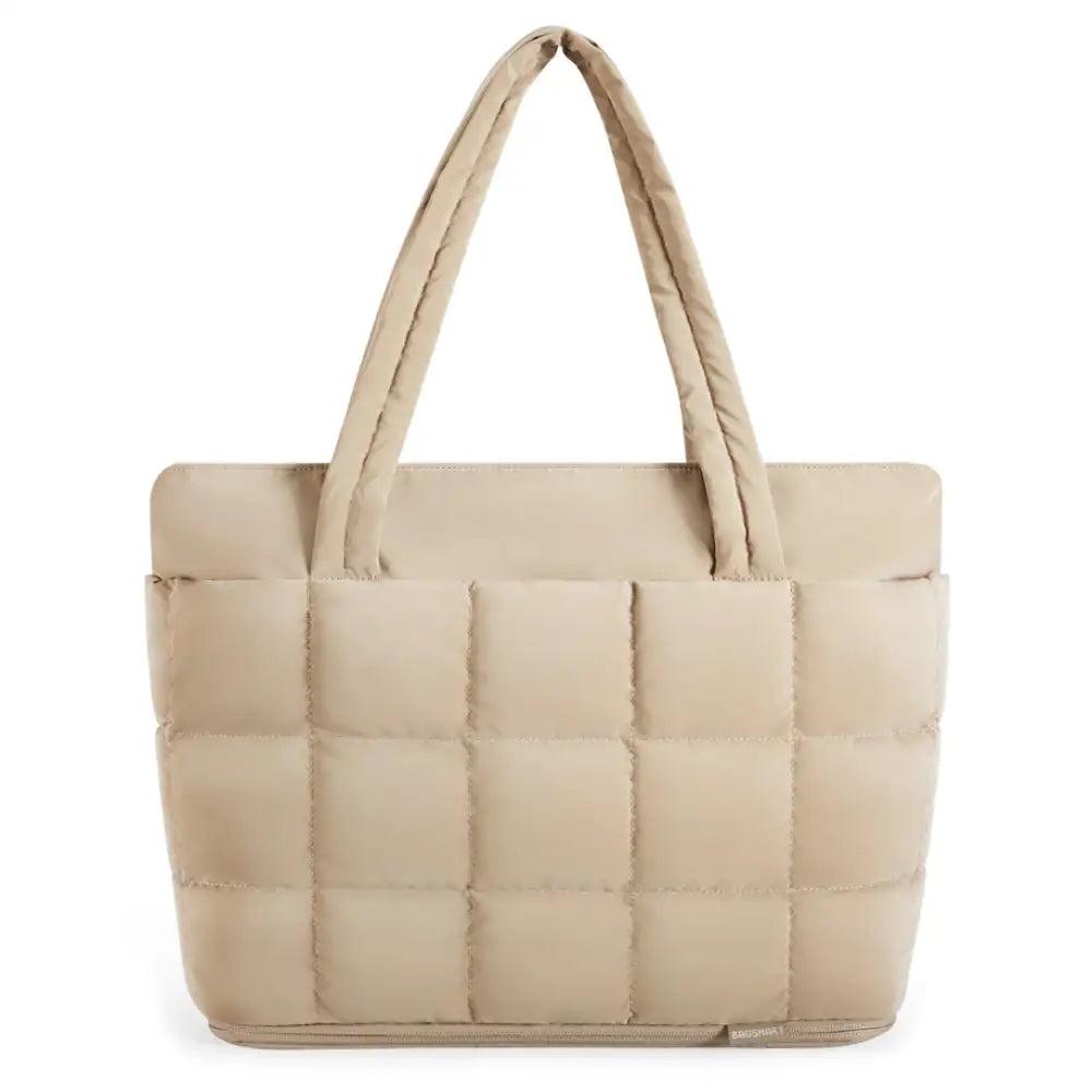 Grand sac fourre-tout Moka en beige matelassé pour un look élégant et pratique