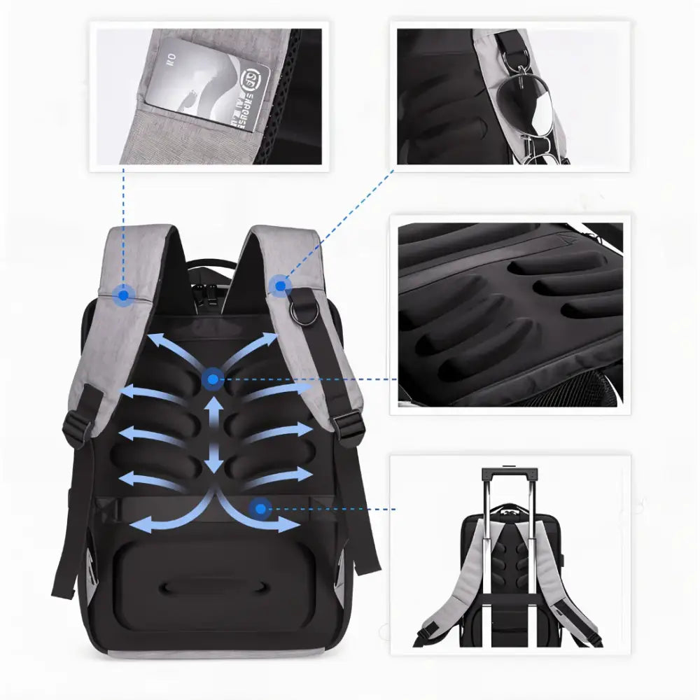 Petit sac à dos antivol Lite S avec cadenas TSA, ouverture à 180° et ventilation