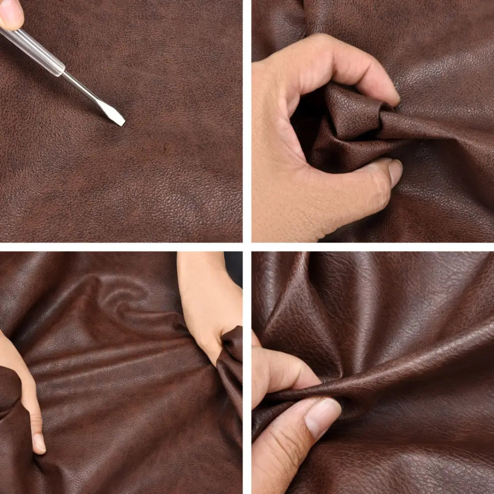 Tissu en similicuir marron.