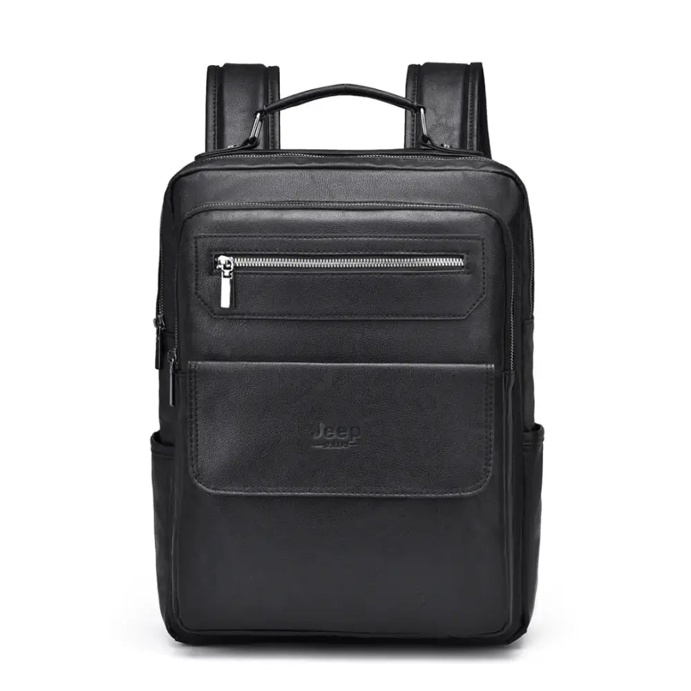 Sac à dos en cuir noir.