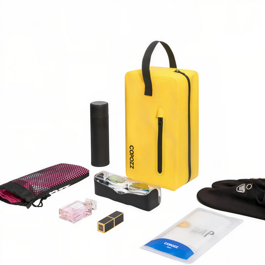 Petit sac étanche 7L de Copozz S avec zip jaune, poignée noire, idéal pour trajets urbains