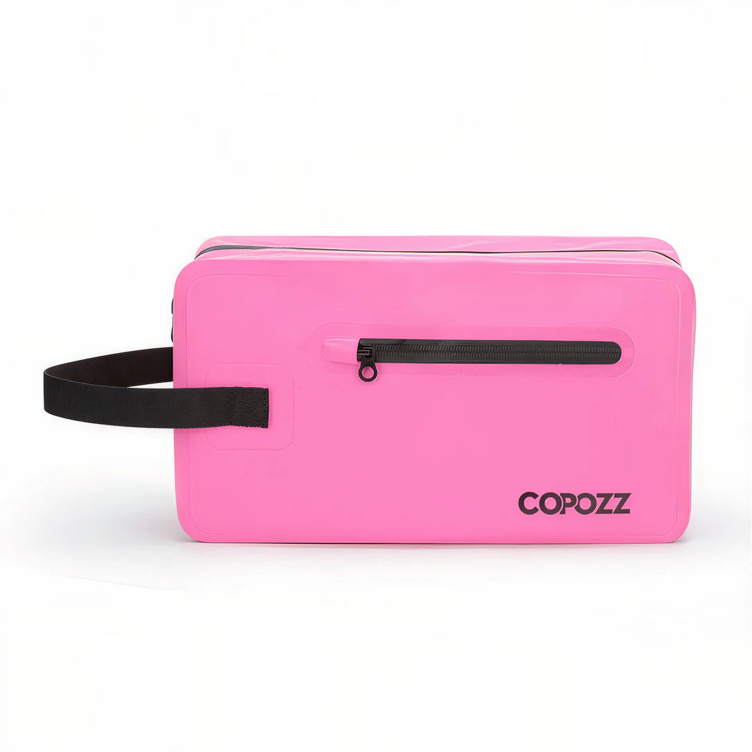 Petit sac étanche 7L Copozz S en rose avec accents noirs, idéal pour trajets urbains