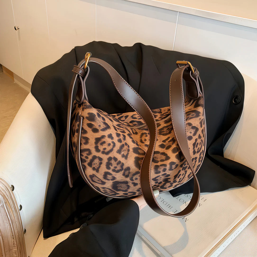 Sac à bandoulière léopard élégant avec tissu Oxford et bandoulière léopard