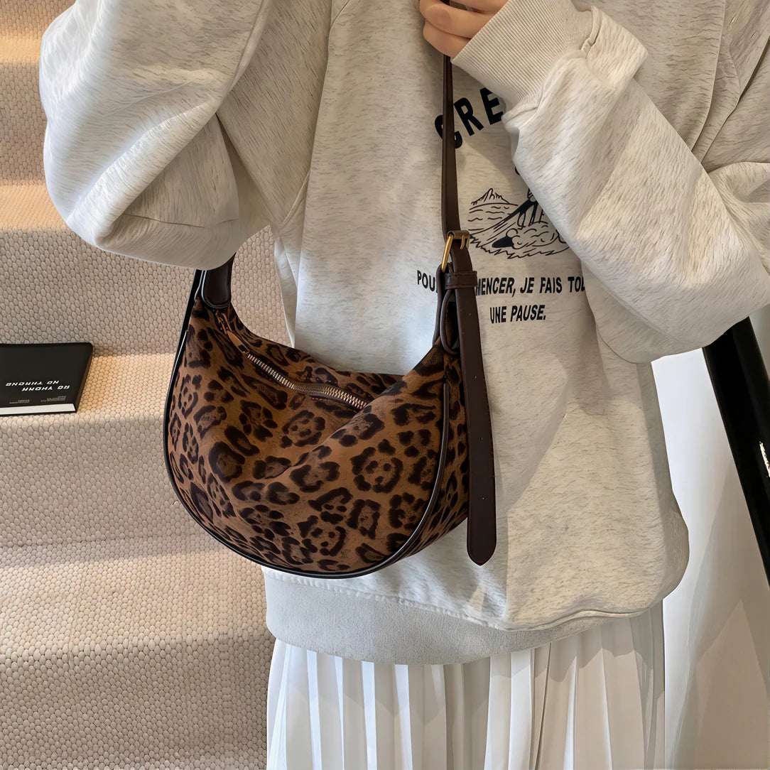 Sac à bandoulièreléopard élégant avec bandoulière léopard en tissu Oxford