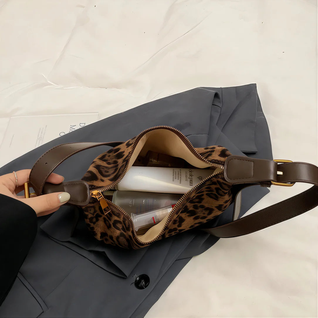 Sac à bandoulière léopard avec bandoulière en tissu Oxford et motif léopard élégant