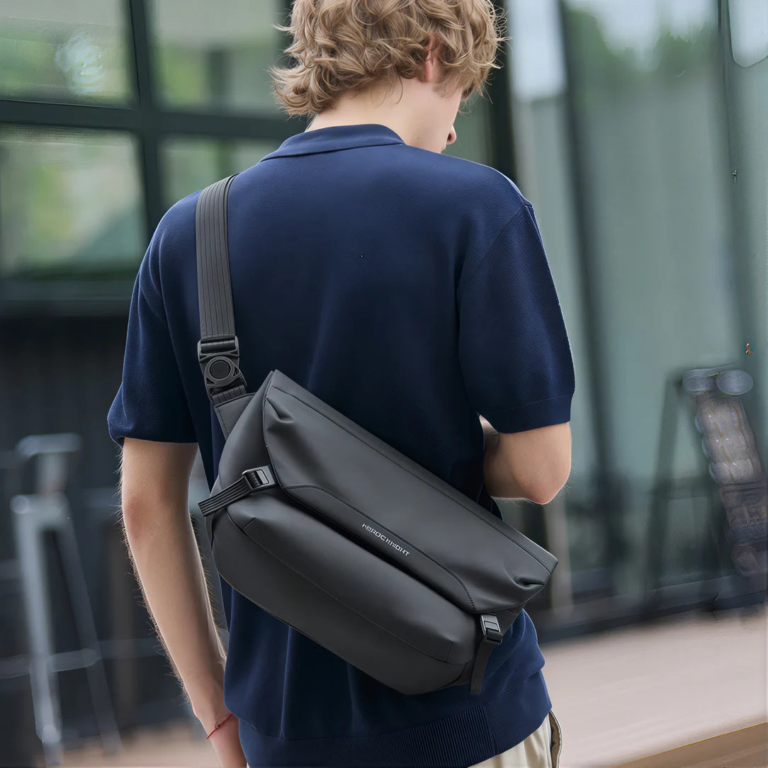 Sac à bandoulière XXL Nova Knight en cuir noir, sac à bandoulière xxl Nova