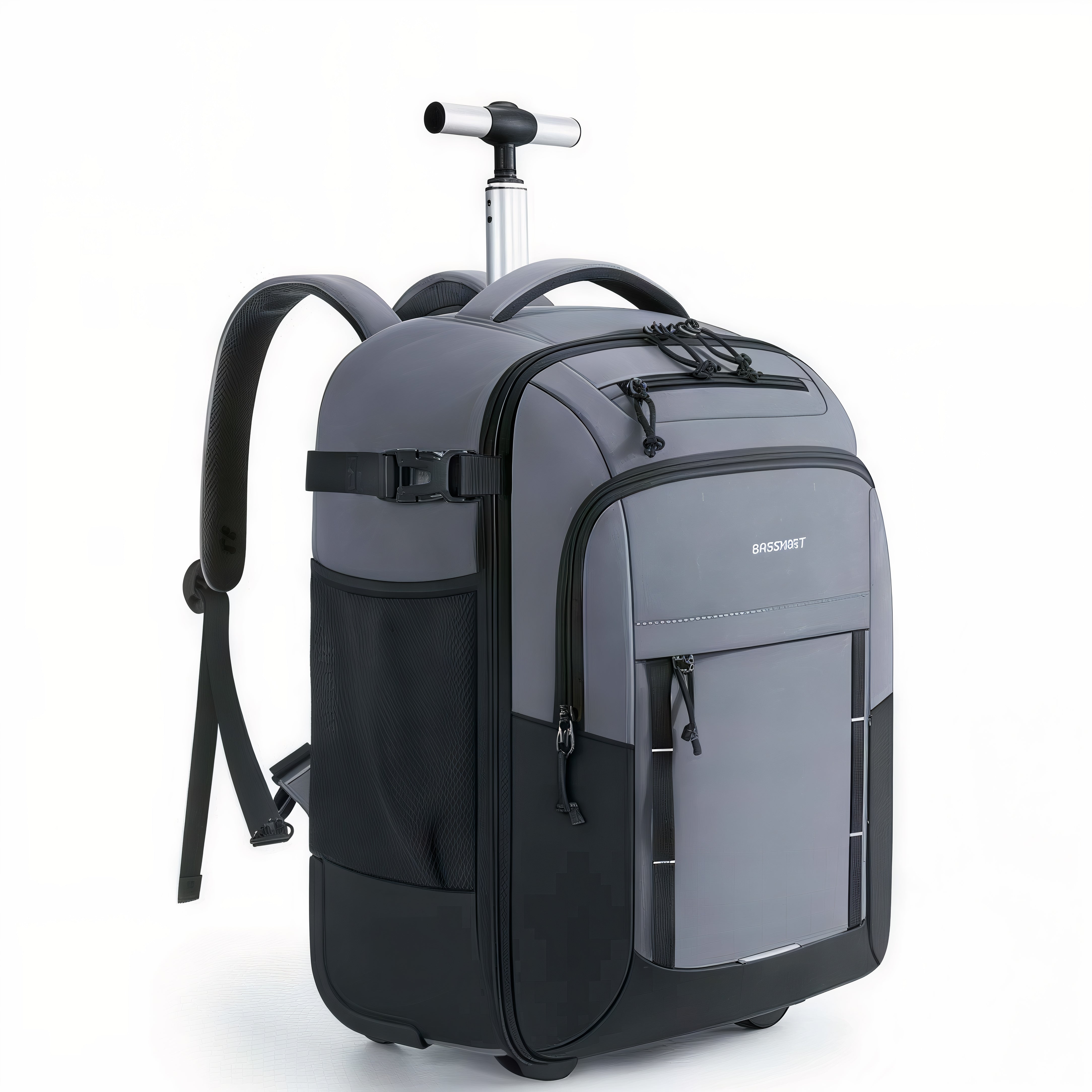 Sac à dos à roulettes voyage gris et noir avec poignée télescopique AxiRoad