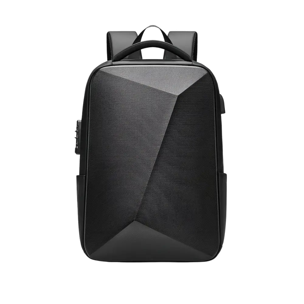Sac à dos antivol USB avec motif géométrique noir et port USB intégré